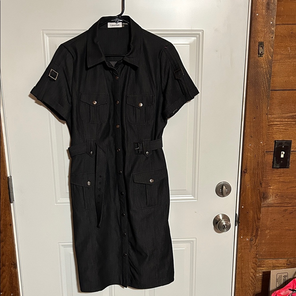 Calvin Klein Black Shirt Dress with Belt
